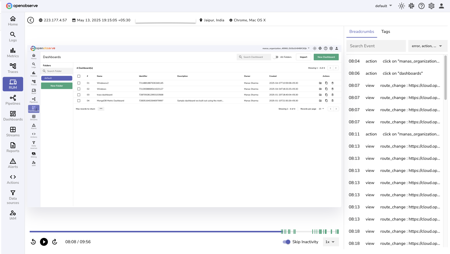 User Experience Monitoring