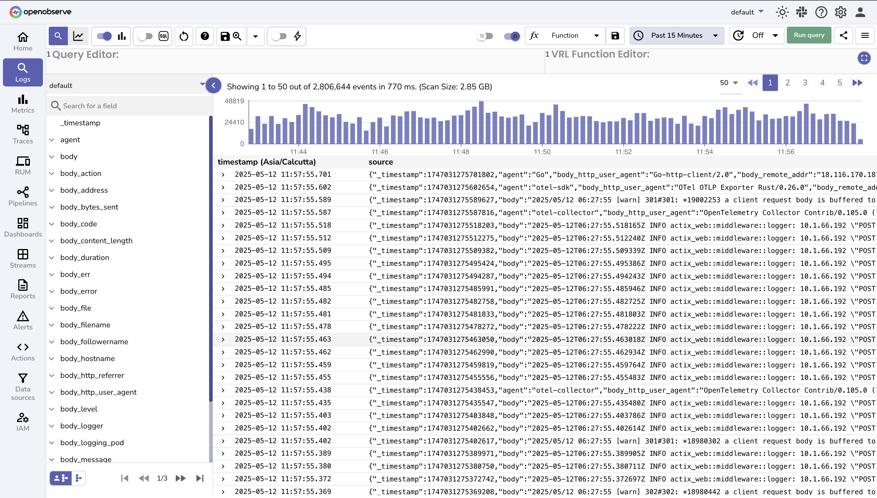 OpenObserve Logs Dashboard